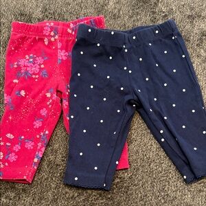 Carter's Navy Polka Dot and Pink Floral Leggings Set